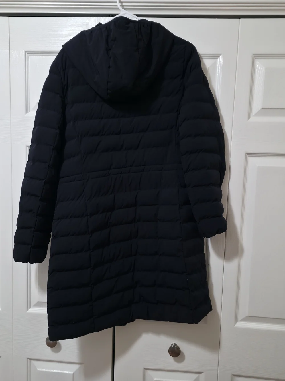 Michael Kors Long Hooded Quilted Puffer Coat - Navy Large
